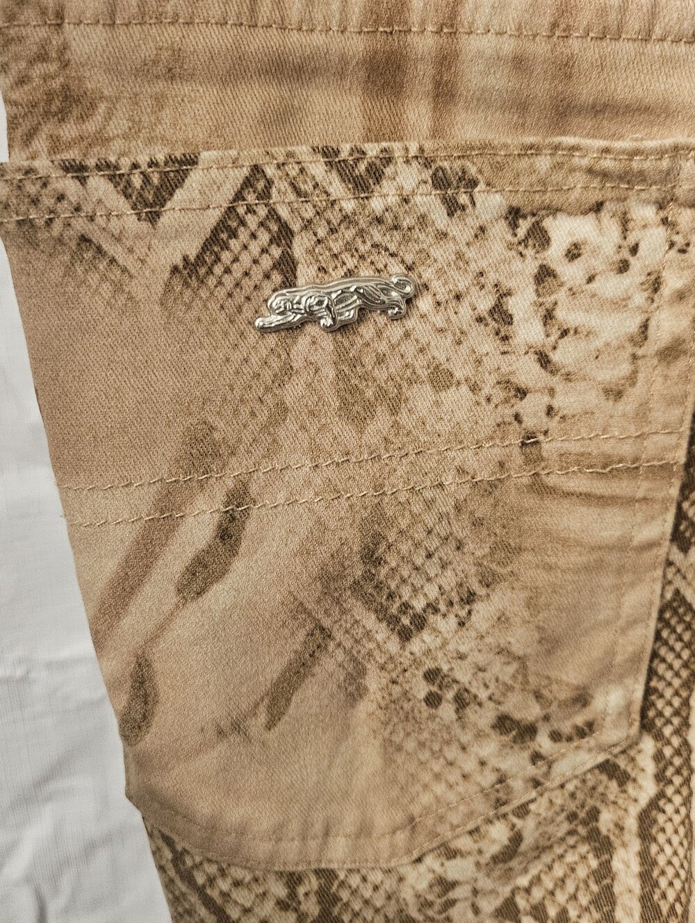 Krizia Jeans Snakeskin Print Jeans — Tan Brown - Picture 3 of 11